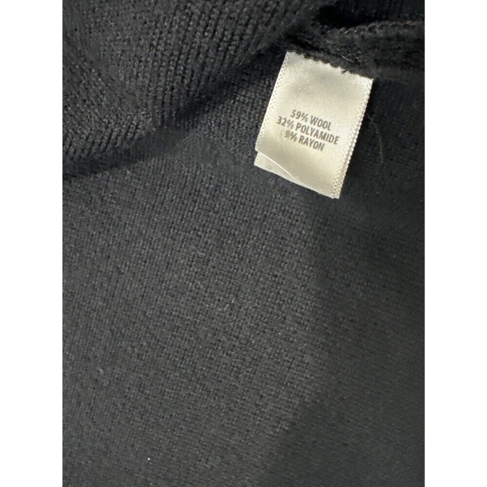 St. John Collection Wool Blend Knit Jacket Blazer Black Blue Trim 8 Open Front - Picture 9 of 9